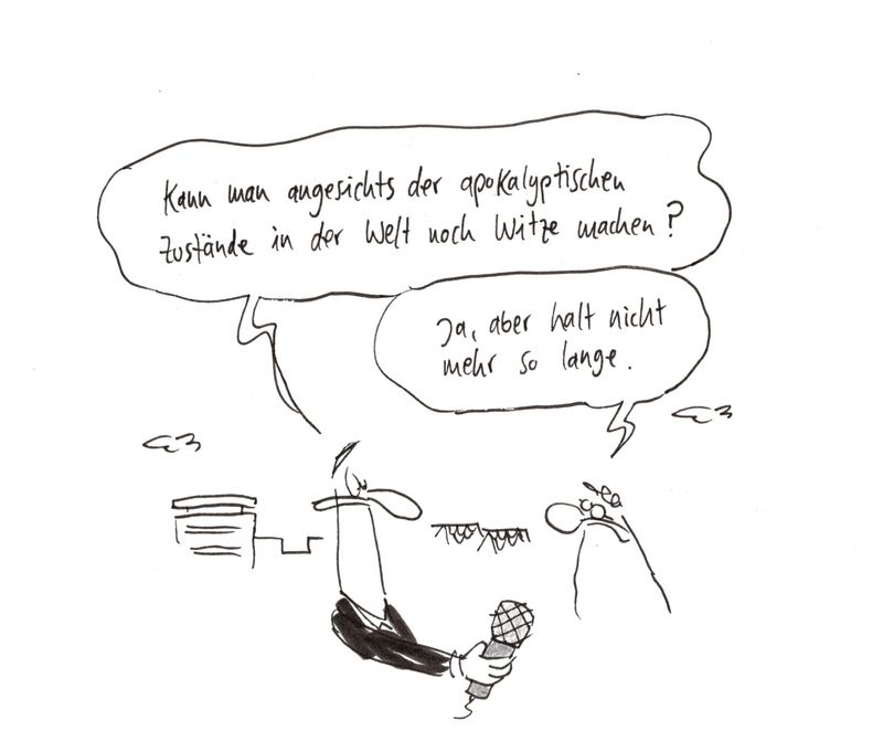 Witze machen geht noch – und besonders gut in der Cartoon-Live-Show von Hauck & Bauer! Karikatur: Hauck & Bauer 